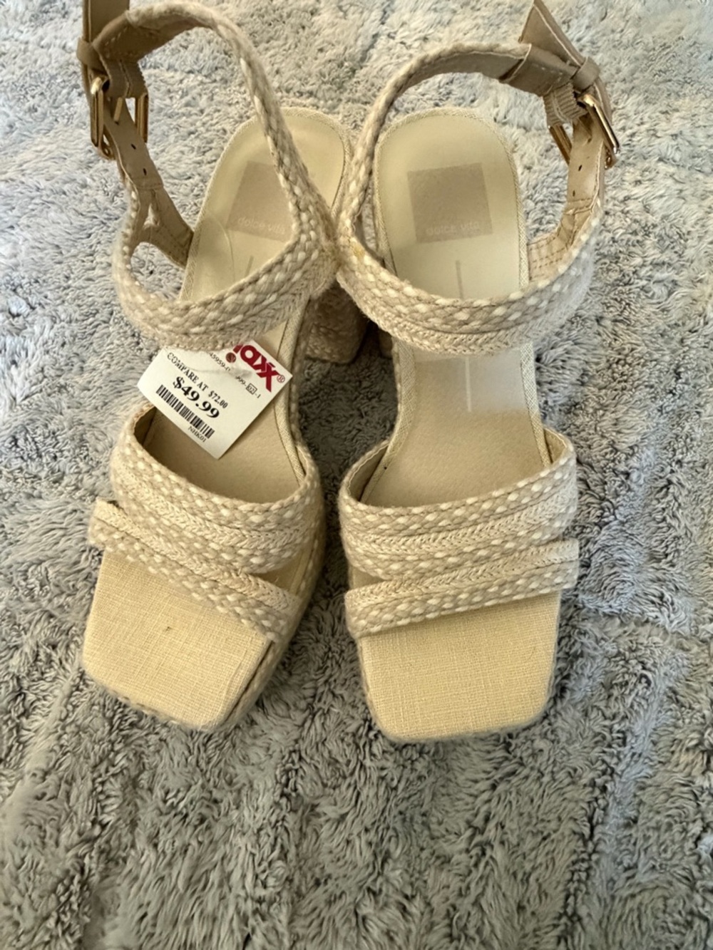Dolce Vita Cream Braided Strap Block Heel Sandals